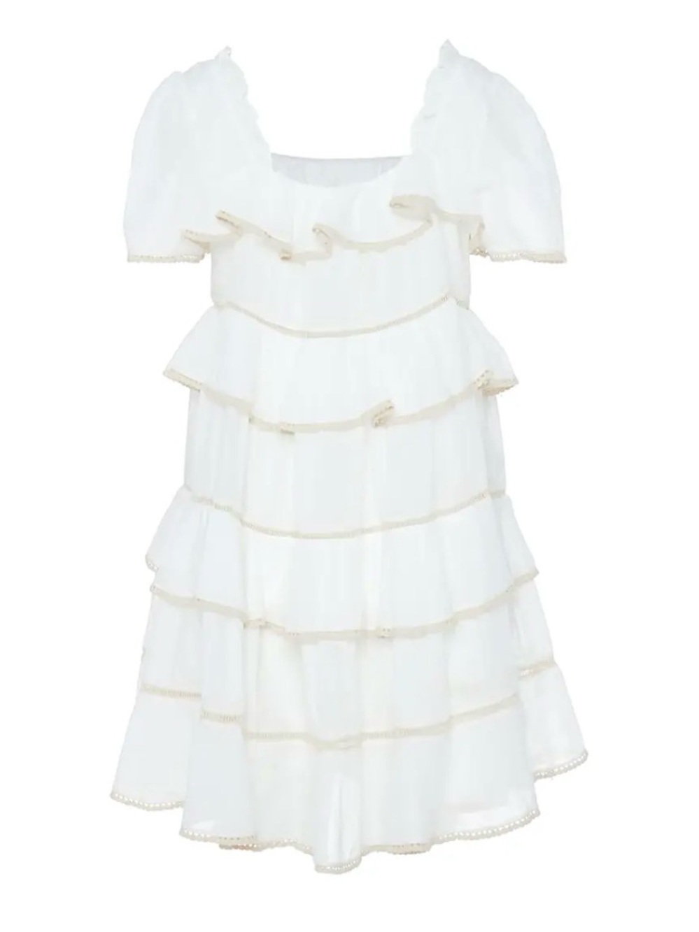 Devotion Twins Aimiliana Tiered Ruffle Mini Dress White Size Small